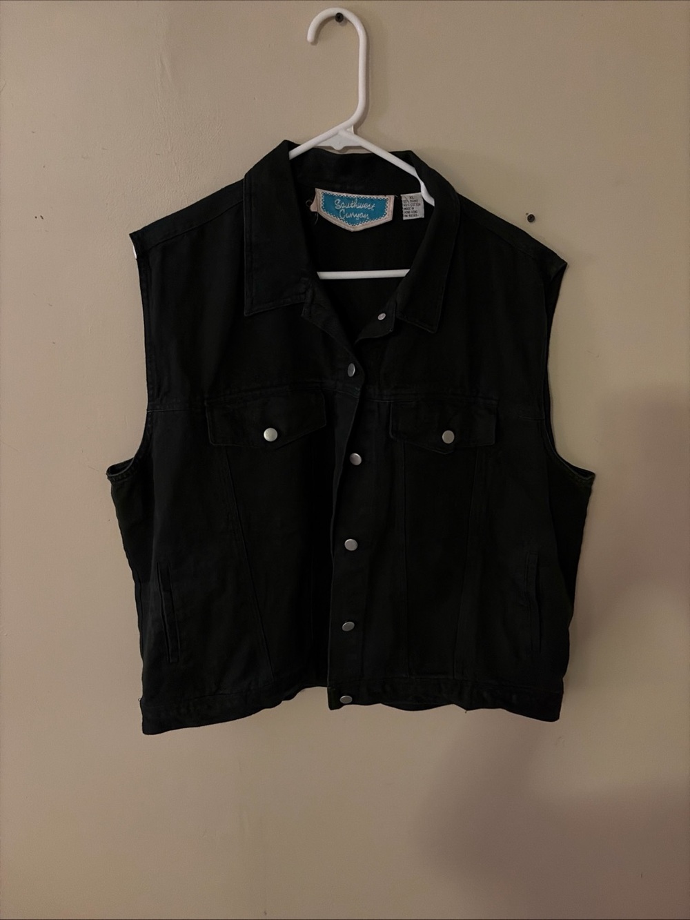 Southwest Canyon Black Denim Vest - Sleeveless Button-Up